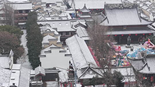 南京秦淮河夫子庙雪景