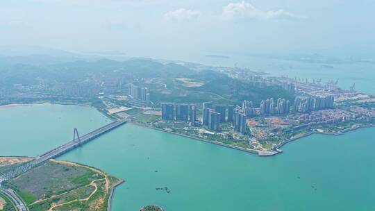 航拍漳州港双鱼岛海岸线美景