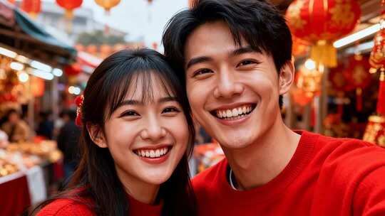 新年情侣温馨浪漫家庭家人春节人物