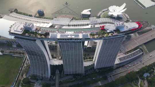 新加坡市中心滨海湾花园金沙酒店视频素材模板下载