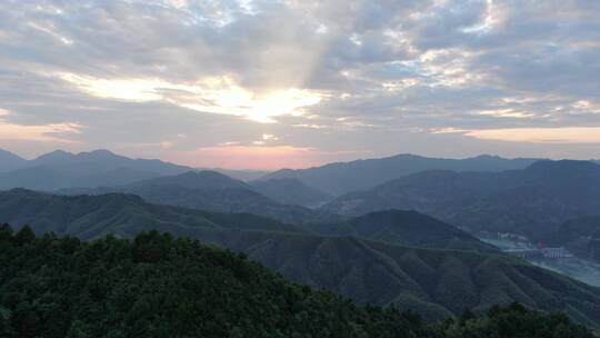 航拍大自然日落晚霞夕阳西下