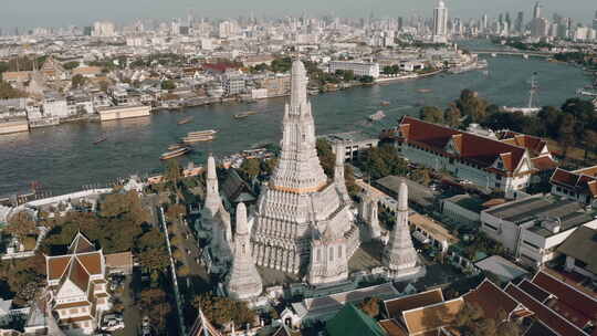泰国曼谷郑王庙航拍