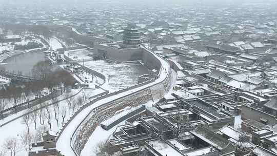 山西晋中平遥古城雪景航拍风景宣传视频