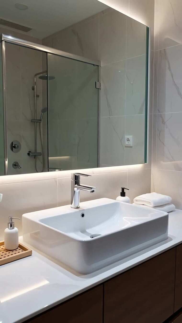 现代简约风格浴室洗手台场景