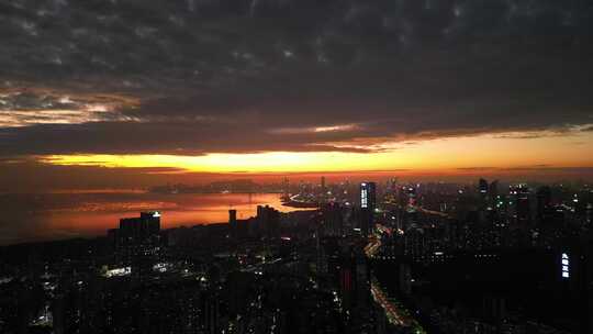 深圳夕阳夜景城市风光