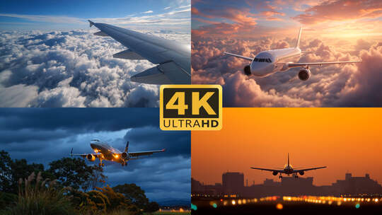 4K飞机起飞降落航空航班出行2