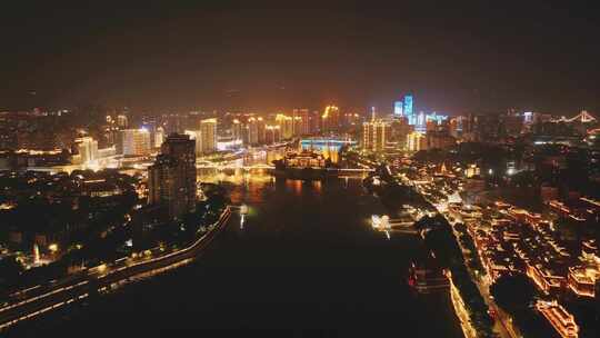 穿越福州三县洲大桥俯瞰福州夜景视频素材模板下载
