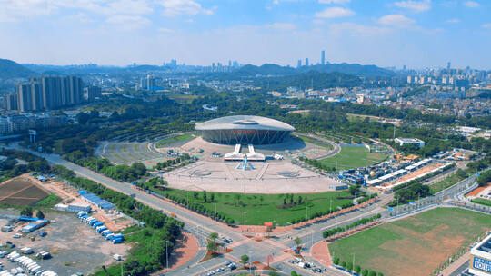 东莞篮球中心 香市动物园 香市公园大景航拍