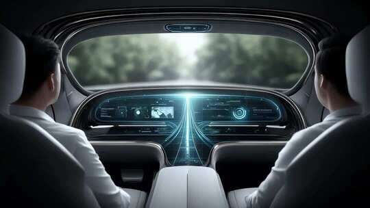 未来智能汽车内部空间科技感十足