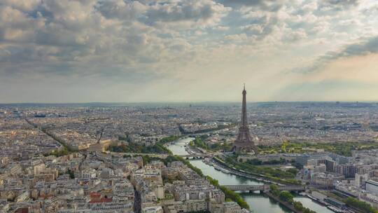 延时高空航拍法国巴黎