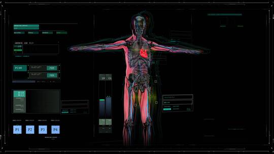 科技医疗人体扫描血管神经骨骼诊断治疗视频素材模板下载