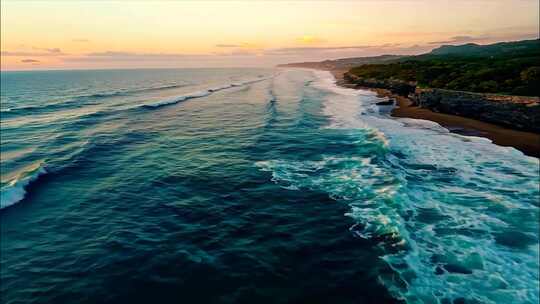 fpv海边沙滩海浪大海海水特写ai素材原