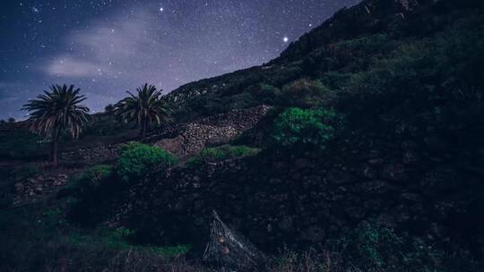 夜晚露营星空唯美延时