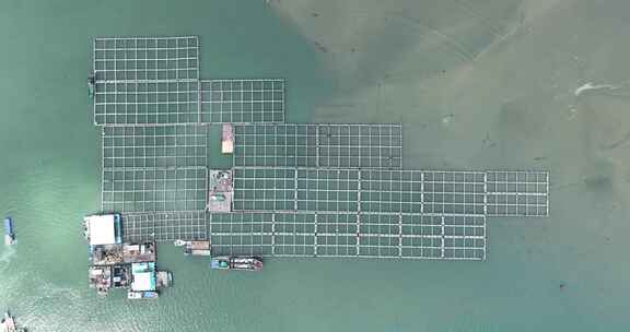 海上水产养殖区俯瞰