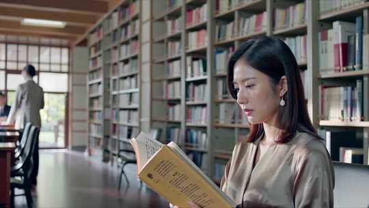 大学学校图书馆书架书本书籍空镜头ai素材