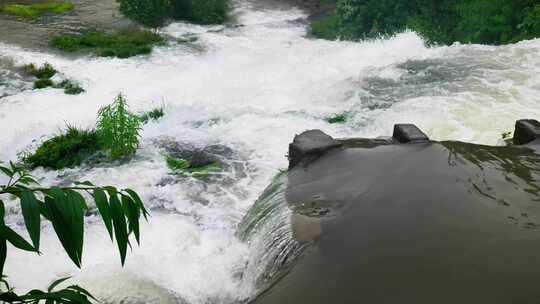 河流夏季洪水强降雨地质灾害山洪咆哮抗洪