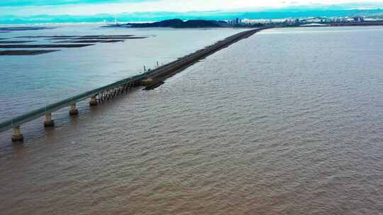 浙江临海头门港，头门岛港口码头，跨海大桥