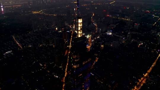 江苏省南京市夜景城市风光航拍