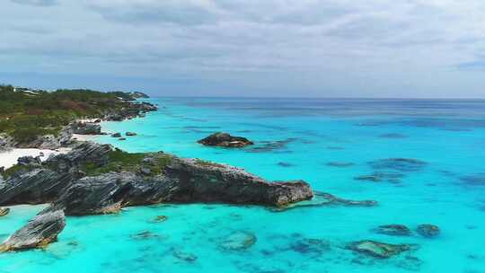 百慕大，空中飞行，热带天堂，美丽的风景，岩礁，大西洋