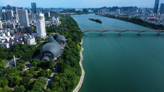 柳州航拍柳江风景城市风光