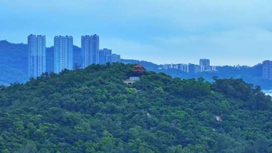 广东珠海情侣路海滩珠港澳大桥高空航拍