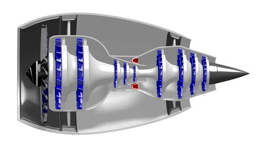 飞机引擎动态剖面图视频素材模板下载