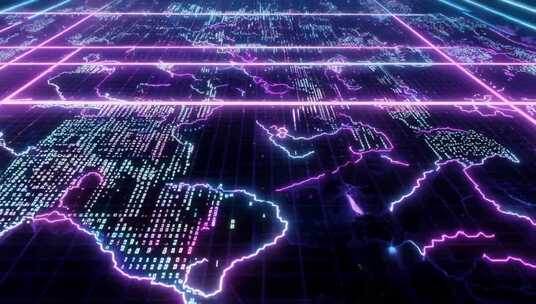科技感世界地图数据光效素材