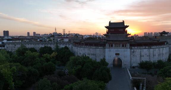 洛阳丽景门九龙鼎朝霞航拍