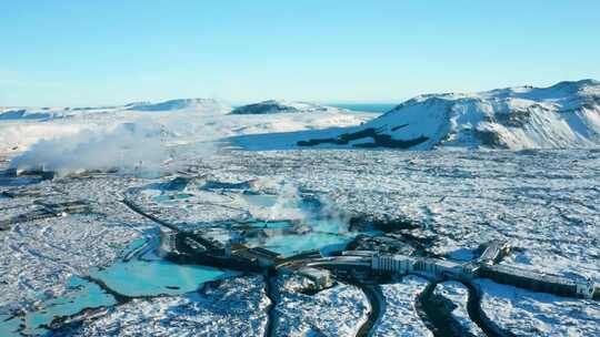 从高质量的无人机上看，冰岛雷克雅未克的蓝视频素材模板下载