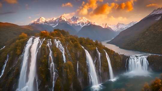 壮丽山川瀑布全景