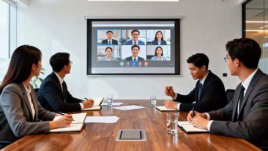 商务人士视频会议场景