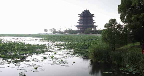 苏州重元寺古建筑 雨天雨景