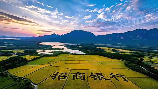 招商银行稻田艺术字