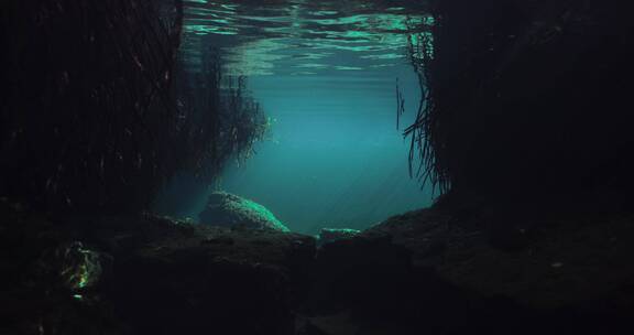 深海湖泊潜水水下水底拍摄