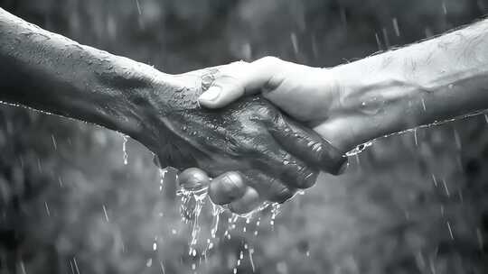 风雨中的握手