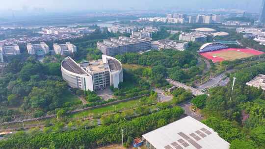 华南师范大学广州校区航拍大学城校园风景风