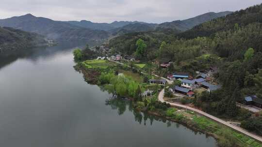 湖南怀化市洪江市沅江乡村农田航拍自然风光