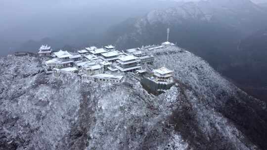 湖北随州大洪山冬季雪景航拍