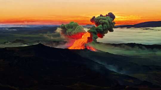 火山熔岩 大地燃烧 自然壮丽奇迹