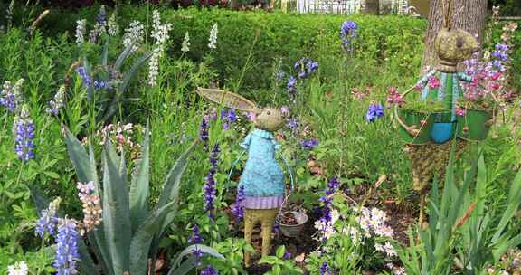 童话世界卡通兔子花境鲜花花园设计