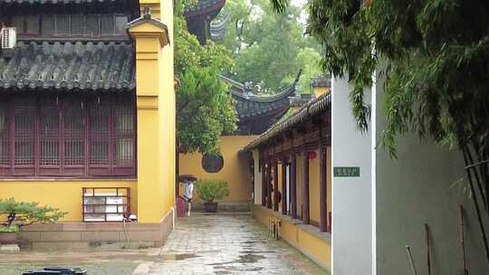 苏州园林雨季下雨素材实拍