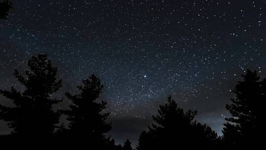 延时 星空 夜晚 天空 山 树木