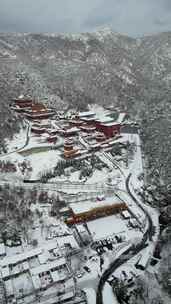 威海广福寺雪景航拍