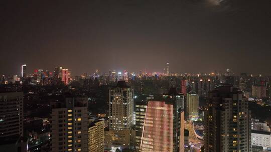 上海徐家汇夜景航拍视频素材模板下载