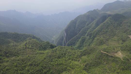 航拍高山森林乡村田野