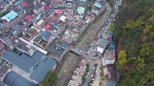 农村集贸市场菜市场农贸市场集市赶集航拍