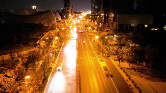 杭州下沙金沙大道夜景车辆车流延时摄影