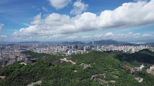 城市蓝天白云天际线城市高楼建筑航拍