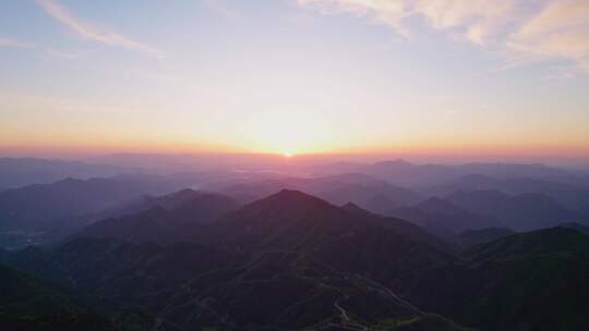 杭州临安大明山牵牛岗日出风景航拍