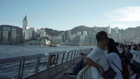 香港维多利亚港风光延时 维港游船 城市景观